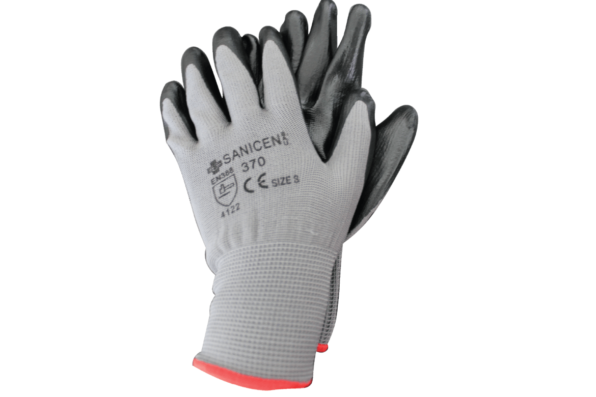 Luva nitrilo com suporte têxtil