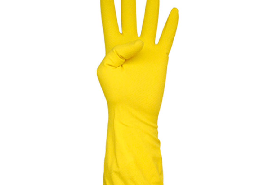 Luva flocado amarelo